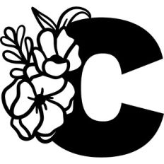 Floral Monogram Letter C