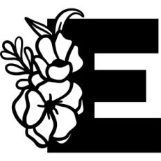 Floral Monogram Letter E