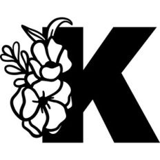 Floral Monogram Letter K