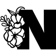 Floral Monogram Letter N
