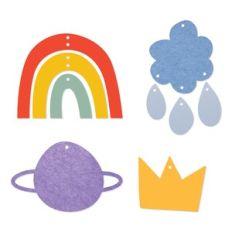Earrings, Rainbow Clouds Crown And Planet