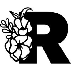 Floral Monogram Letter R