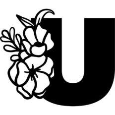 Floral Monogram Letter U