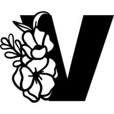 Floral Monogram Letter V
