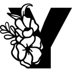 Floral Monogram Letter Y