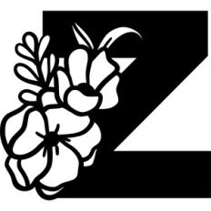 Floral Monogram Letter Z