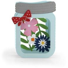 Box Card Flower Filled Mason Jar