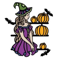 Cute witch with pumpkins