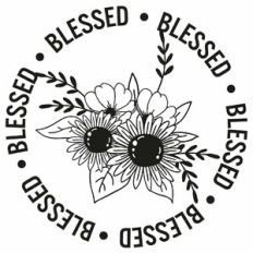Blessed Sunflower Floral Word Circle