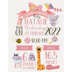 Baby Chart with Cute Animals For Baby Girls