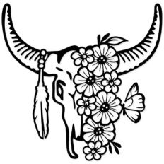 Pretty Floral Bull Skull