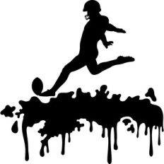 american football player and splash silhouette