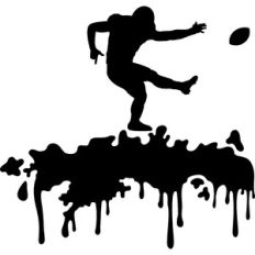 american football player and splash silhouette