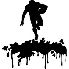 american football player and splash silhouette