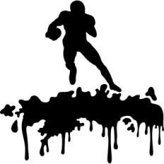 american football player and splash silhouette