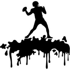 american football player and splash silhouette