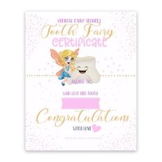 Tooth Fairy Certificate for Girl