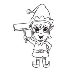 Happy Elf with Sign