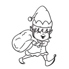 Cute Elf running with Santa Sack