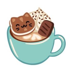Kawaii Cat Macaron in a Mocha Mug