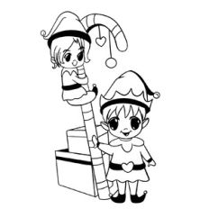 Cute Elves on Candy Cane