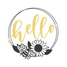 Hello Round Bee Sunflower Wreath Frame
