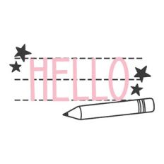 Hello Dotted Line Frame with Pencil