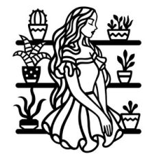 Girl and house plants