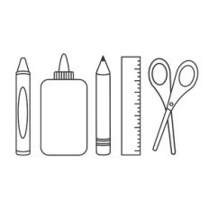 School Supplies Line Art
