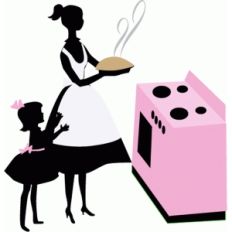 mother and daughter baking
