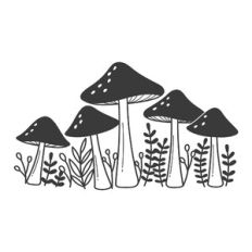 Mushroom and Leaves Scene