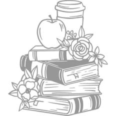 books with coffee and apple