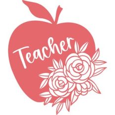 floral teacher apple silhouette
