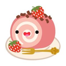 Kawaii Strawberry Swiss Roll Cake