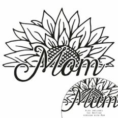 Mom Mum Sunflower Word