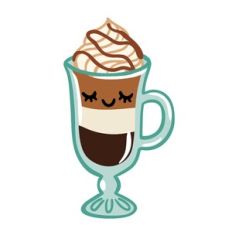 Kawaii Caramel Mocha Coffee in Glass