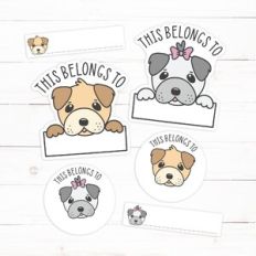 Puppy Dog Name Label Printable