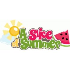 a slice of summer title with sun and clouds