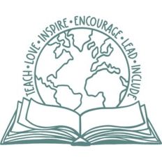 teach love inspire book with globe