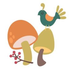 Bird and Mushrooms