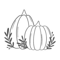 Handdrawn Pumpkin Patch Scene with Leaves