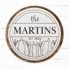 Modern Pumpkin Frame Established Name Wreath