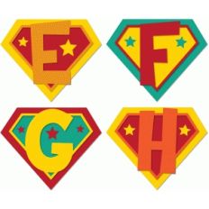 superhero shields initials efgh