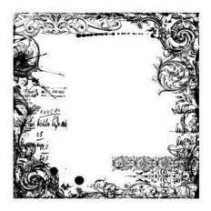 Ephemera Inked Grunge Flourish Print and Cut Frame