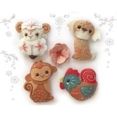 Chinese New Year zodiac animals set 1 felt sewing patterns