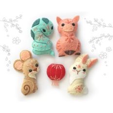 Chinese New Year zodiac animals set 2 sewing patterns