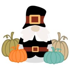 Pilgrim Gnome with Pumpkins