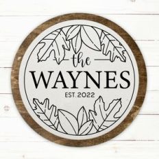 Modern Family Name Fall Leaves Wreath Frame