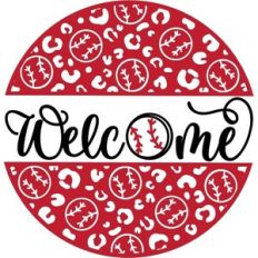 Welcome With Baseball Leopard Print