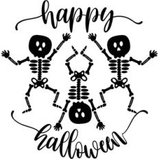 Happy Halloween with Dancing Skeletons For Round Sign